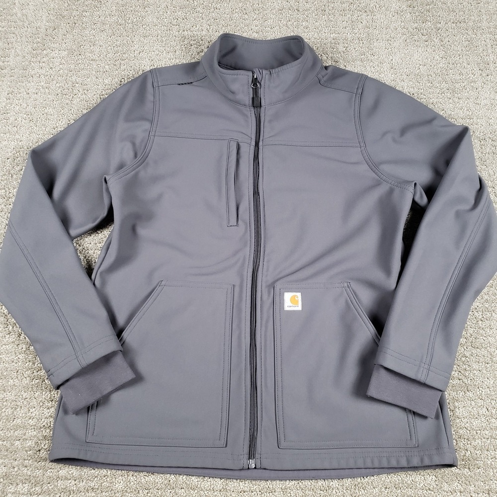 Carhartt Jacket Womens Large Gray Rugged Flex Peak Bonded Fleece C81023 Workwear